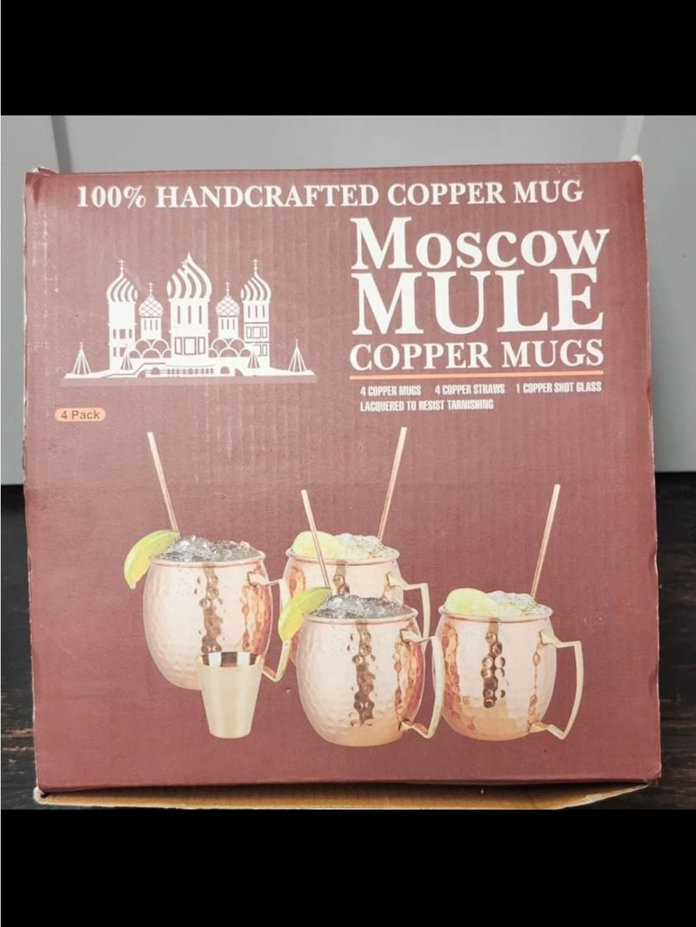 Handcrafted Copper Moscow Mule Mug Set with Lime Accent - 4 Pack